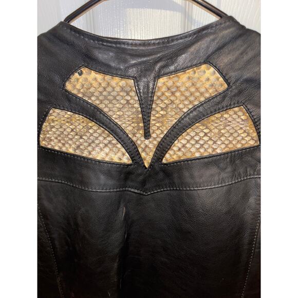 RARE 70s The Tony Alamo Leather and Snakeskin Western Vest Black Made in USA 50 - Picture 7 of 7